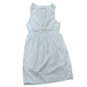 OLD NAVY White Eyelet Smocked 100% Cotton Sleeveless Sundress Lined Womens Med
